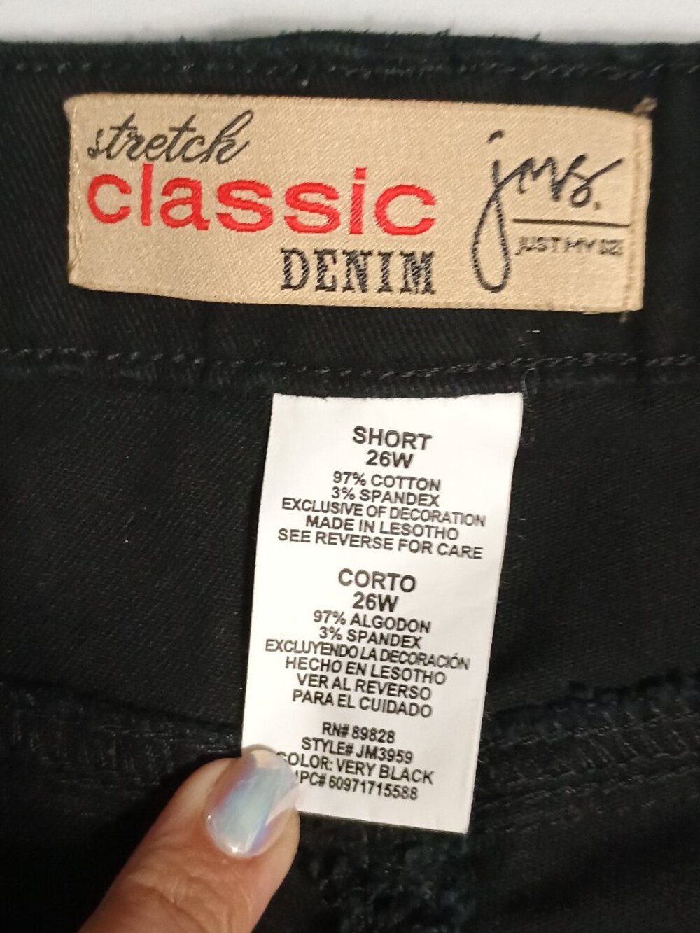 JMS Just My Size Black Stretch Denim Capri Jeans 26W Short Plus Size Classic - Picture 6 of 7